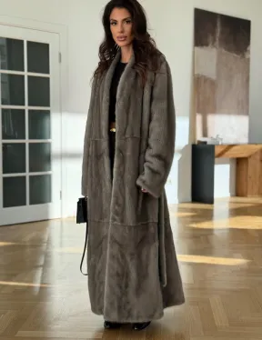 Норковая шуба серая длинная SILVER PREMIUM