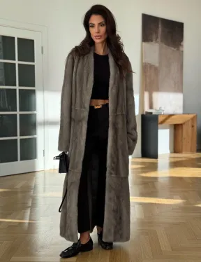 Норковая шуба серая длинная SILVER PREMIUM