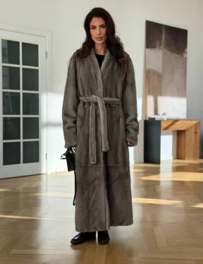 Норковая шуба серая длинная SILVER PREMIUM