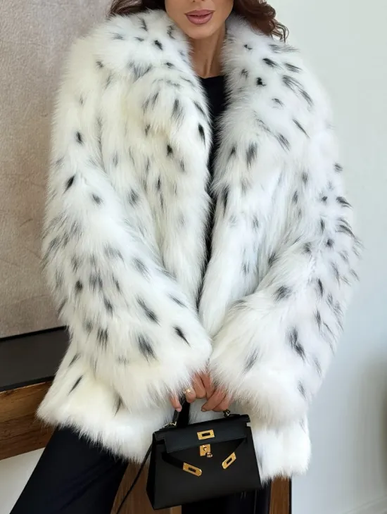 Шуба из лисы под рысь - белая