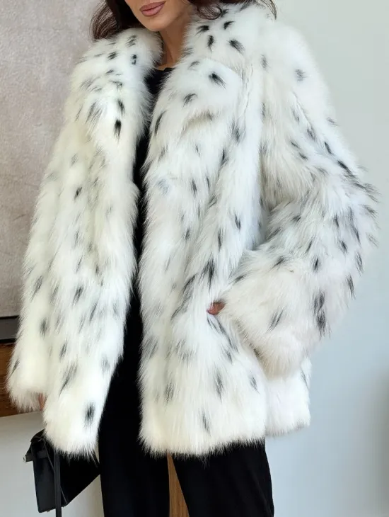 Шуба из лисы под рысь - белая