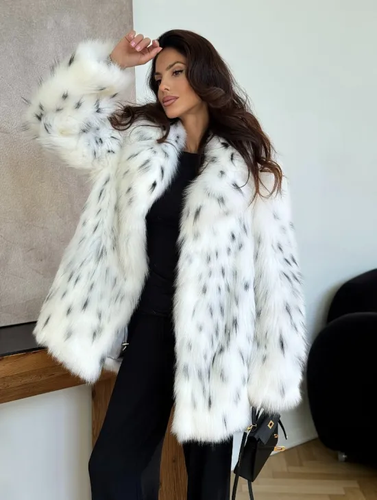 Шуба из лисы под рысь - белая