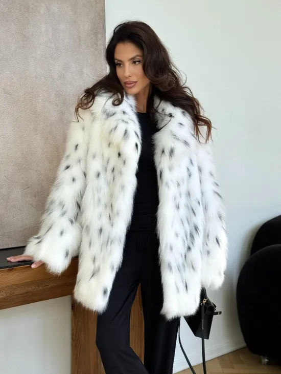 Шуба из лисы под рысь - белая