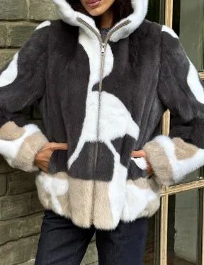 Норковая куртка с капюшоном