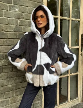 Норковая куртка с капюшоном