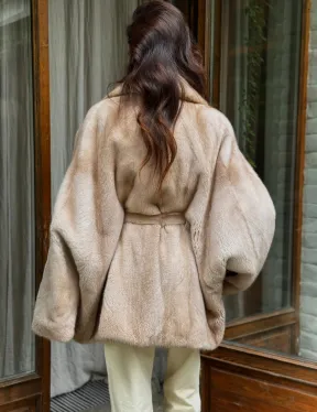 Натуральная норковая шуба - пастель