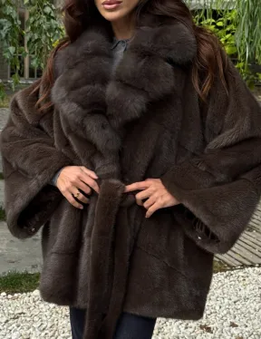 Шуба автоледи норковая - цвет коричневый