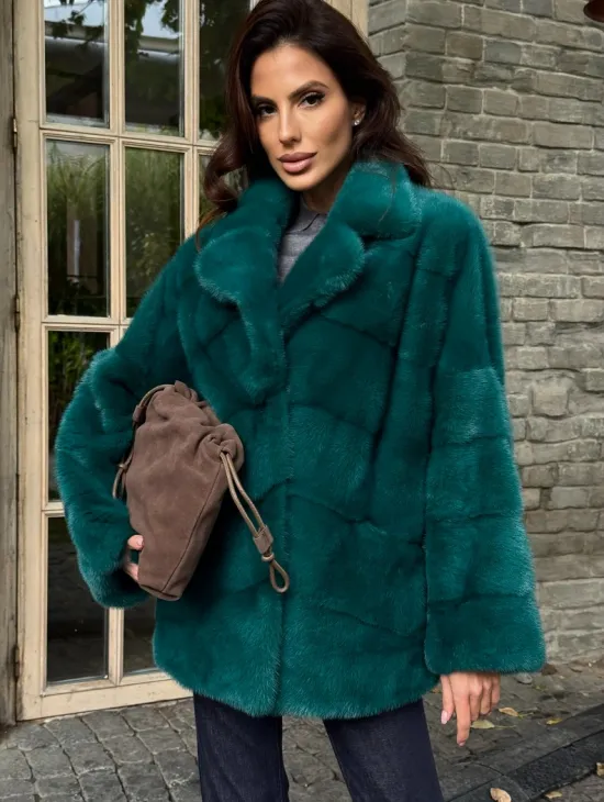 Полушубок норковый - цвет изумруд