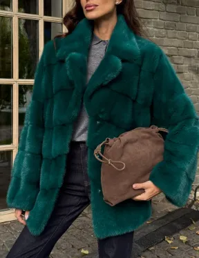Полушубок норковый - цвет изумруд