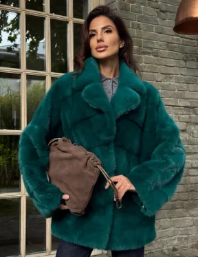 Полушубок норковый - цвет изумруд