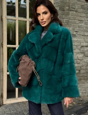 Полушубок норковый - цвет изумруд