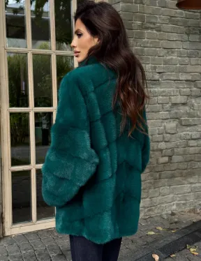 Полушубок норковый - цвет изумруд