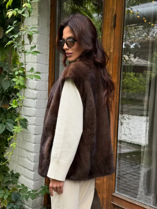 Жилет норковый - цвет коричневый