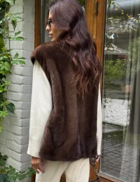 Жилет норковый - цвет коричневый