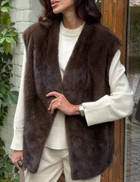 Жилет норковый - цвет коричневый