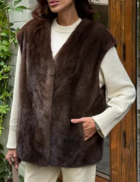 Жилет норковый - цвет коричневый