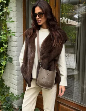 Жилет норковый - цвет коричневый