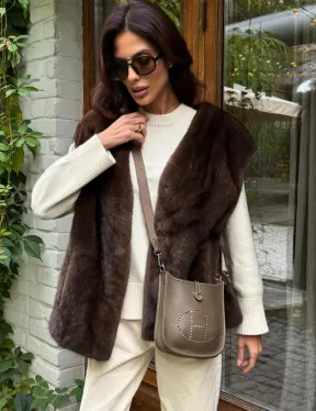 Жилет норковый - цвет коричневый