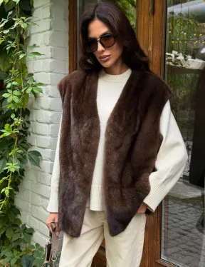 Жилет норковый - цвет коричневый