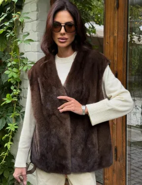 Жилет норковый - цвет коричневый
