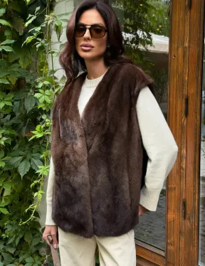 Жилет норковый - цвет коричневый