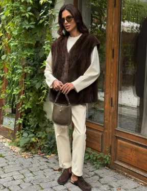 Жилет норковый - цвет коричневый