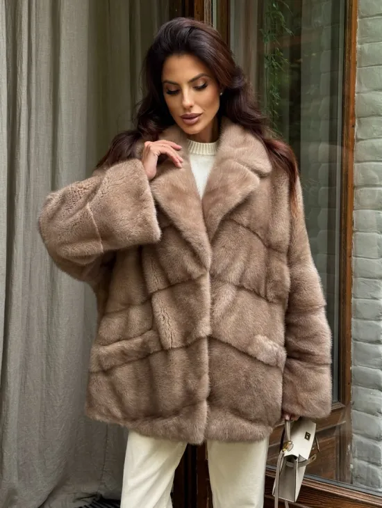 Шуба норковая автоледи - пастель