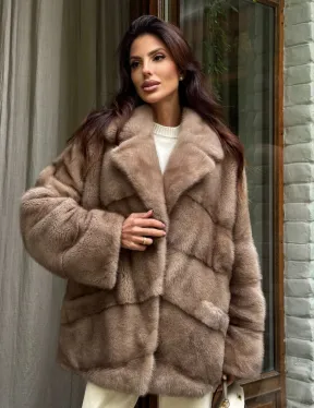 Шуба норковая автоледи - пастель