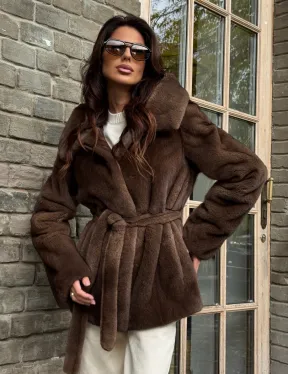 Шуба автоледи с капюшоном