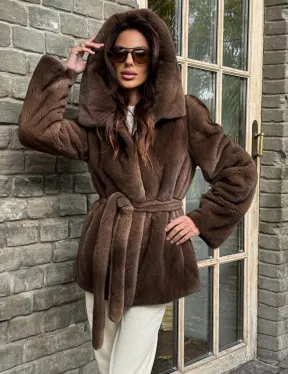 Шуба автоледи с капюшоном