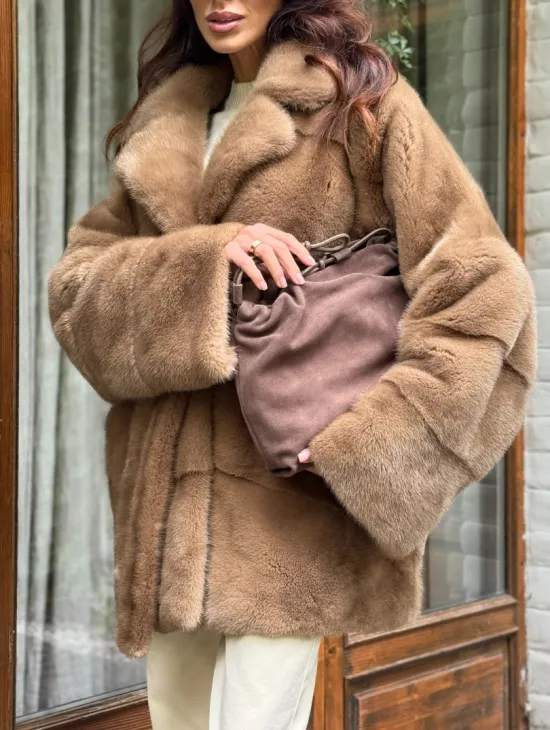 Полушубок норковый (бежевый)