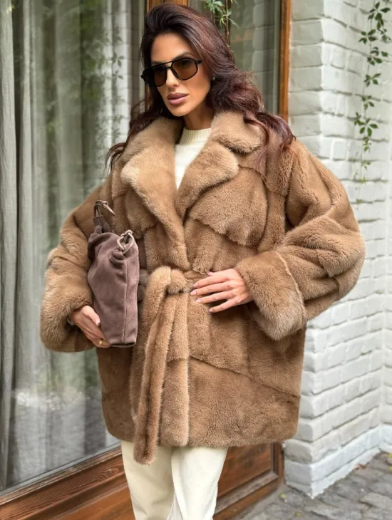 Полушубок норковый (бежевый)