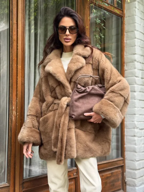 Полушубок норковый (бежевый)