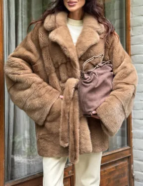 Полушубок норковый (бежевый)