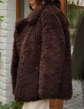 Дубленка двухсторонняя женская - цвет коричневый