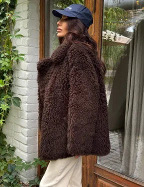 Дубленка двухсторонняя женская - цвет коричневый