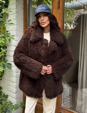 Дубленка двухсторонняя женская - цвет коричневый