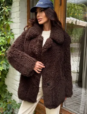 Дубленка двухсторонняя женская - цвет коричневый