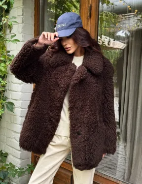 Дубленка двухсторонняя женская - цвет коричневый