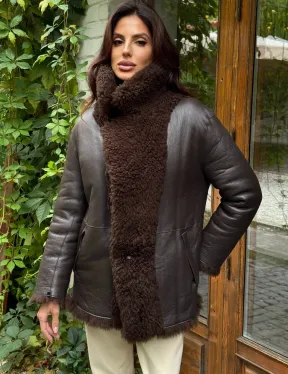 Дубленка двухсторонняя женская - цвет коричневый