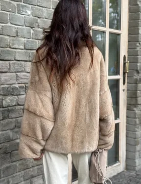 Норковый полушубок - автоледи с куницей