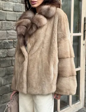 Норковый полушубок - автоледи с куницей