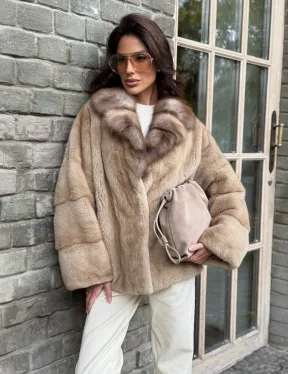 Норковый полушубок - автоледи с куницей