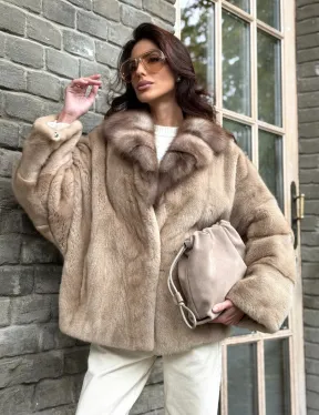 Норковый полушубок - автоледи с куницей