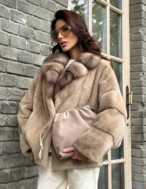 Норковый полушубок - автоледи с куницей