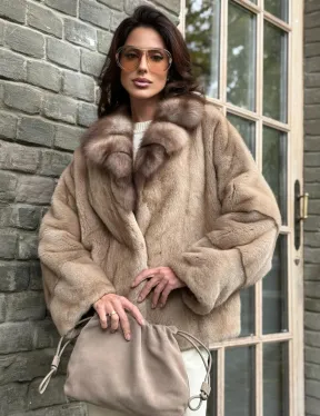 Норковый полушубок - автоледи с куницей