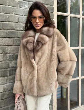 Норковый полушубок - автоледи с куницей