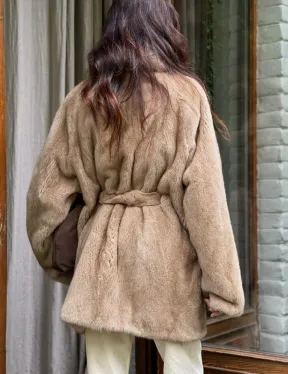 Норковый полушубок с воротником шаль