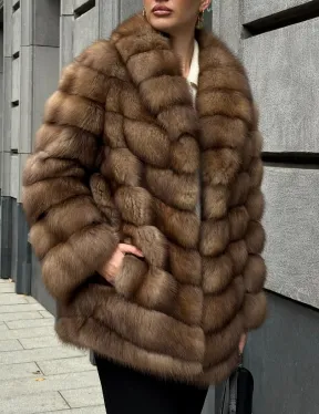 Шуба из куницы с воротником шаль