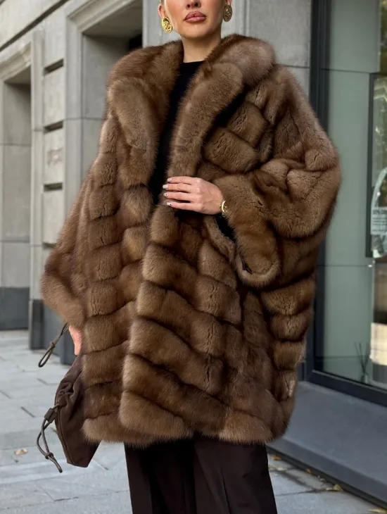 Шуба из куницы оверсайз